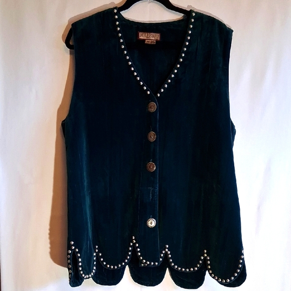 Double D Teal Velvet Vest - Picture 1 of 6
